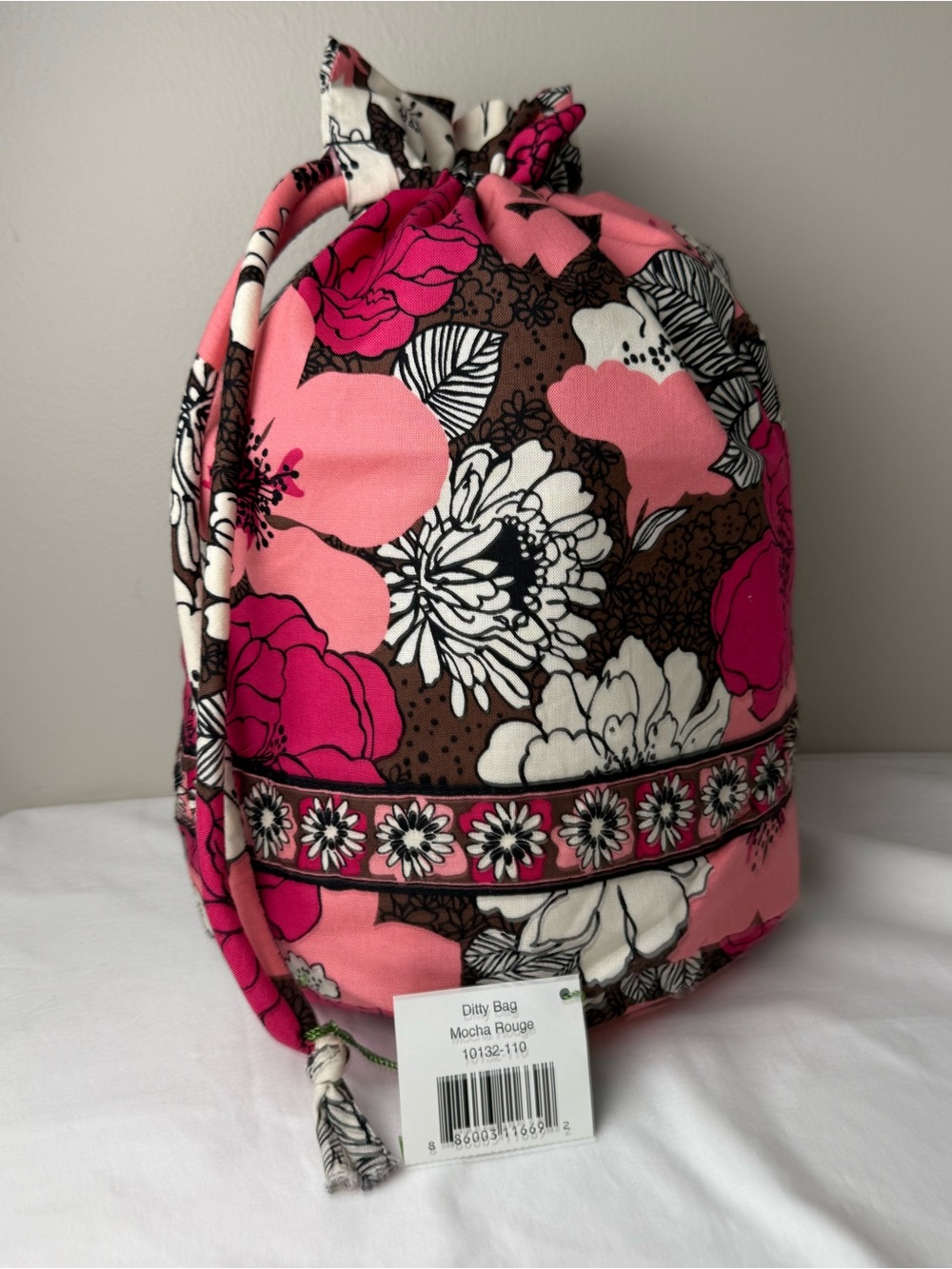 NWT Vera Bradley Mocha Rouge Ditty Bag Travel Cosmetic Organizer NEW